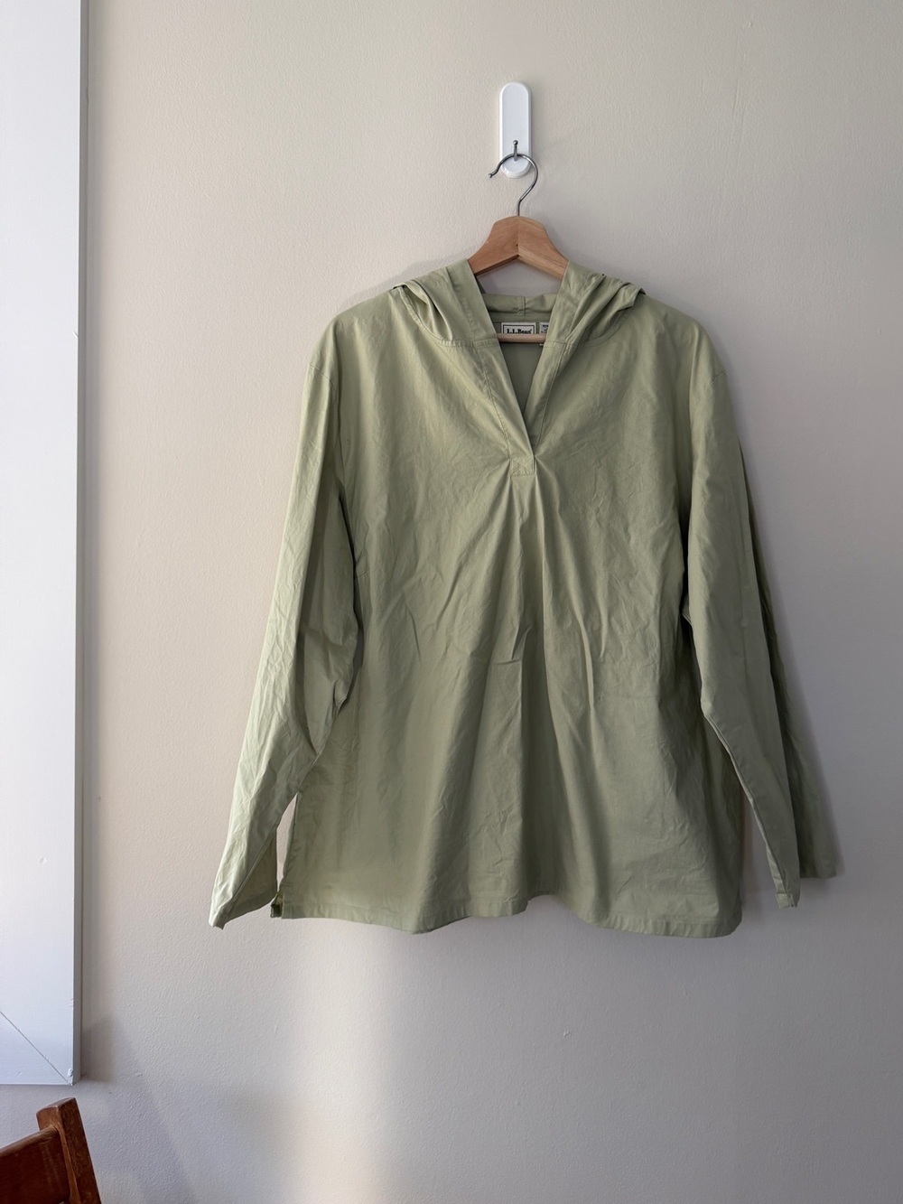 L.L. Bean Light Sage Hooded Pullover Top